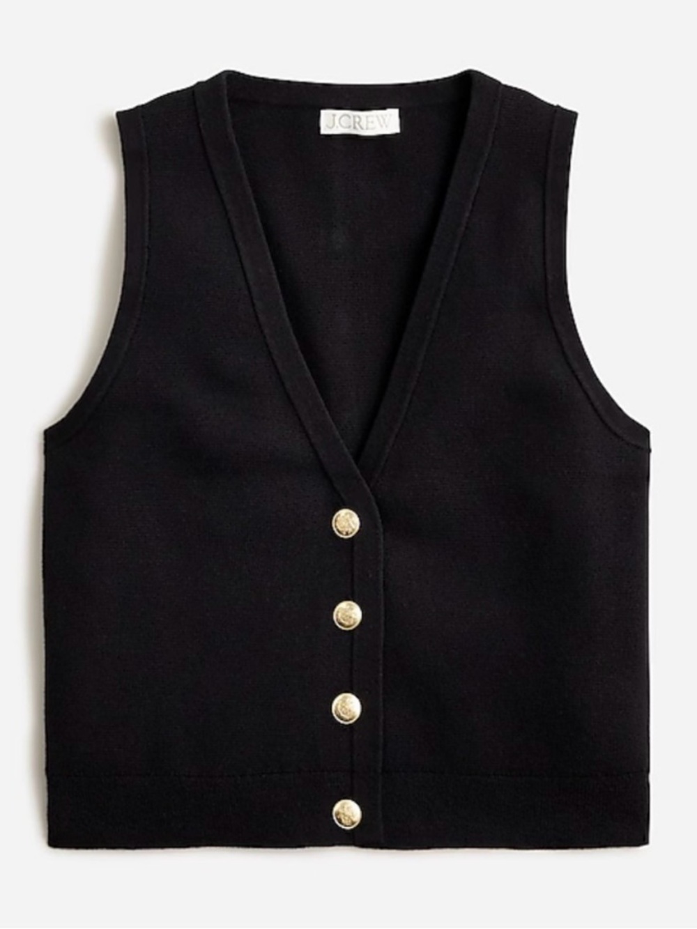 J. Crew Black Knit Vest with Gold Buttons